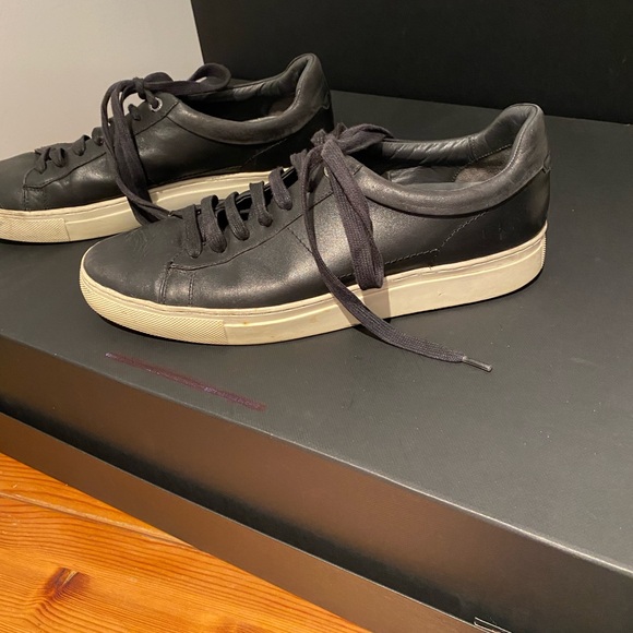 HUGO BOSS Men’s Black Leather Sneakers Sz 40 - Picture 3 of 9